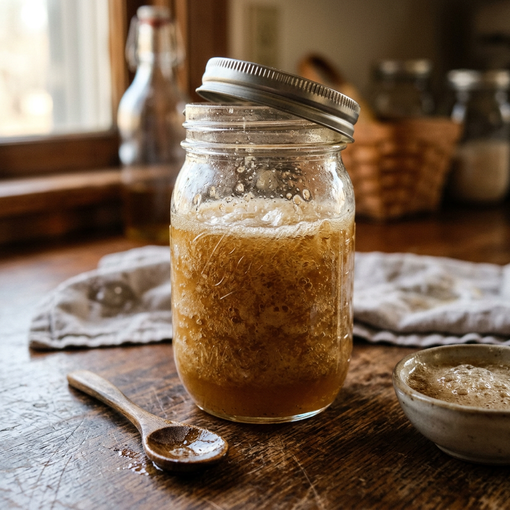 Erjedt, fermentálódó méz egy befőttesüvegben — a mérési hiba következménye